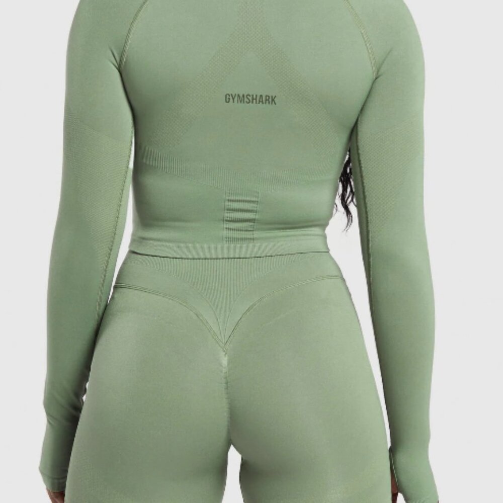 BNWT GYMSHARK Activate Long Sleeve Top Force Green Sold Out XS - Picture 3 of 8